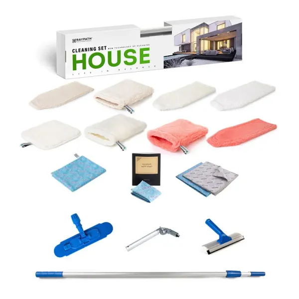 Elementy House Cleaning Set Raypath: poduszki, rękawice, czyściki, uchwyt, drążek i Ekspres 25 cm