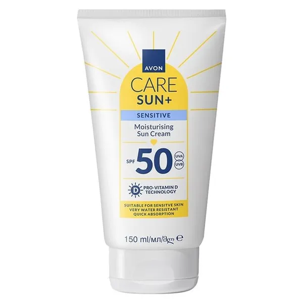 Nawilżający krem do opalania do skóry wrażliwej z SPF 50 Avon Care Sun+ 150 ml