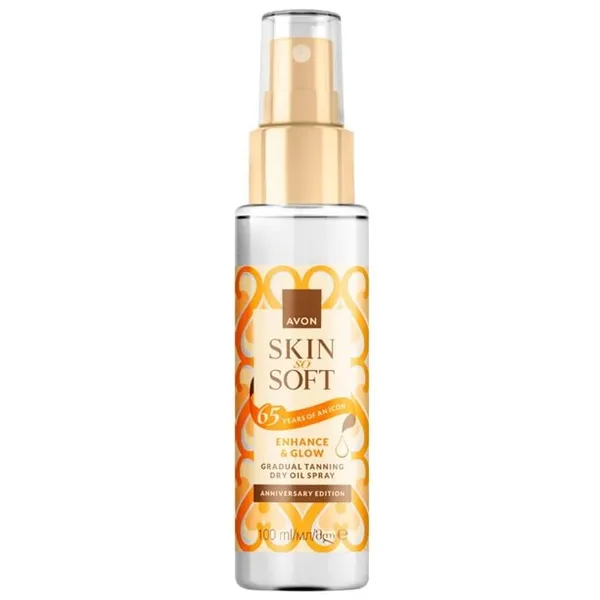 Rozświetlający olejek opalający w sprayu – edycja limitowana Skin So Soft 100 ml AVON