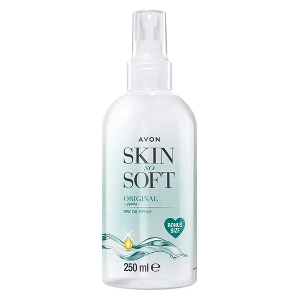 Suchy olejek do ciała w sprayu z olejkiem jojoba – rozmiar XL Skin So Soft 250 ml AVON