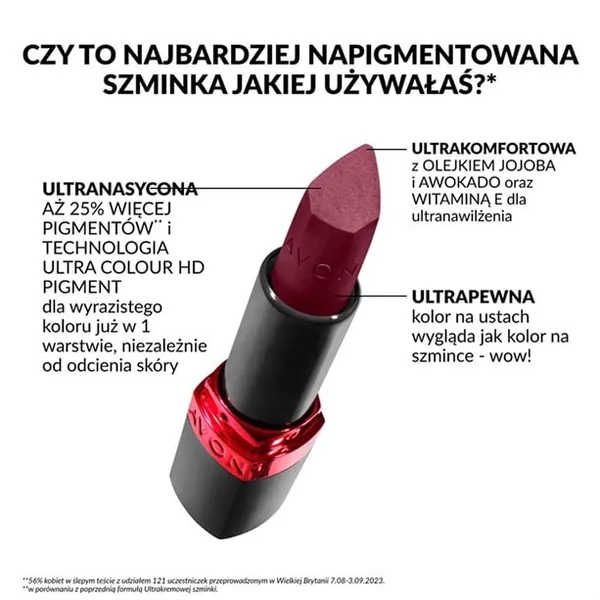 Ultrakremowa szminka Ultra Colour 53 Chic 3,6 g AVON – zdjęcie 3