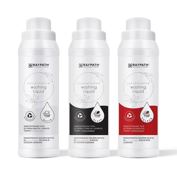 Zestaw płynów Raypath 689 z trzema butelkami do prania White, Black i Colour po 500 ml