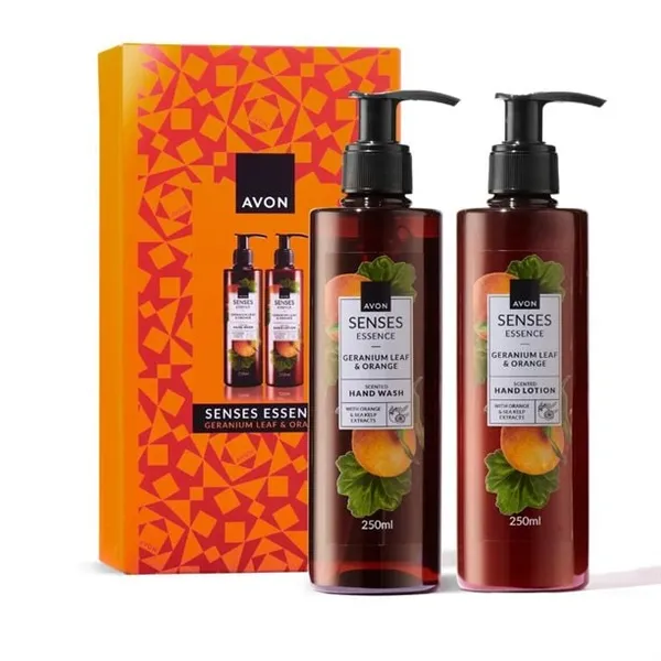 Zestaw upominkowy Senses Essence Liść geranium i pomarańcza 2 szt. AVON