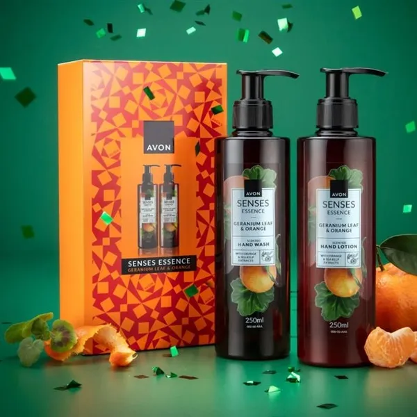 Zestaw upominkowy Senses Essence Liść geranium i pomarańcza 2 szt. AVON – zdjęcie 2